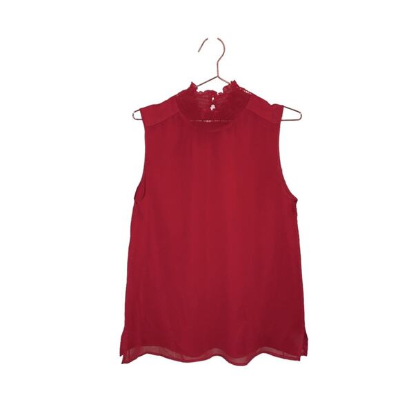 DKNY high ruffle neck sleeveless lined blouse size medium - Picture 1 of 4